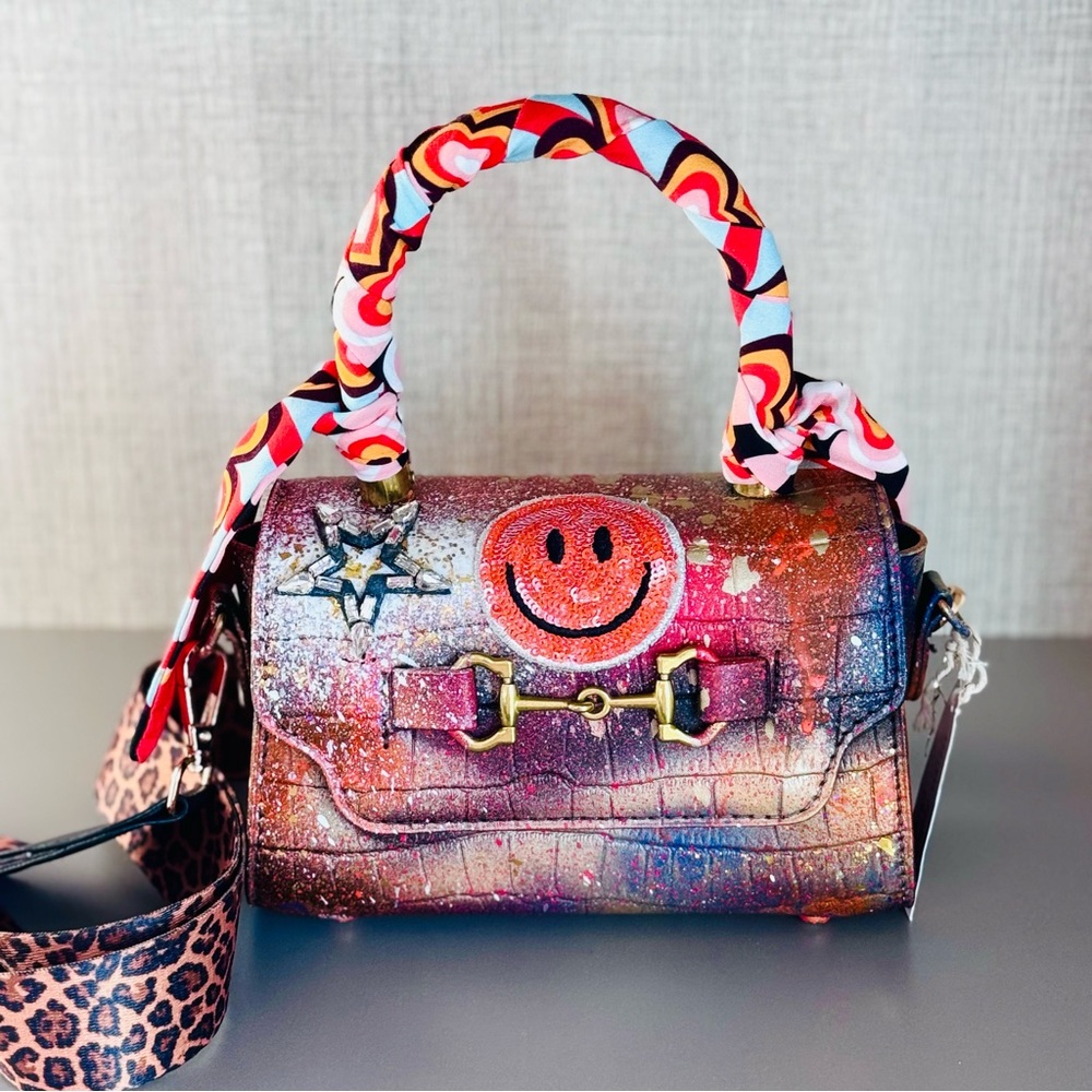 Hand Painted Artsy Purse w/ Detachable Crossbody Strap